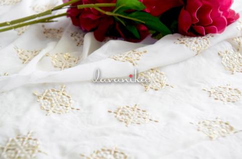 Sequin work, Thread embroidery on Dyeable Georgette Fabric Dno11479RFD